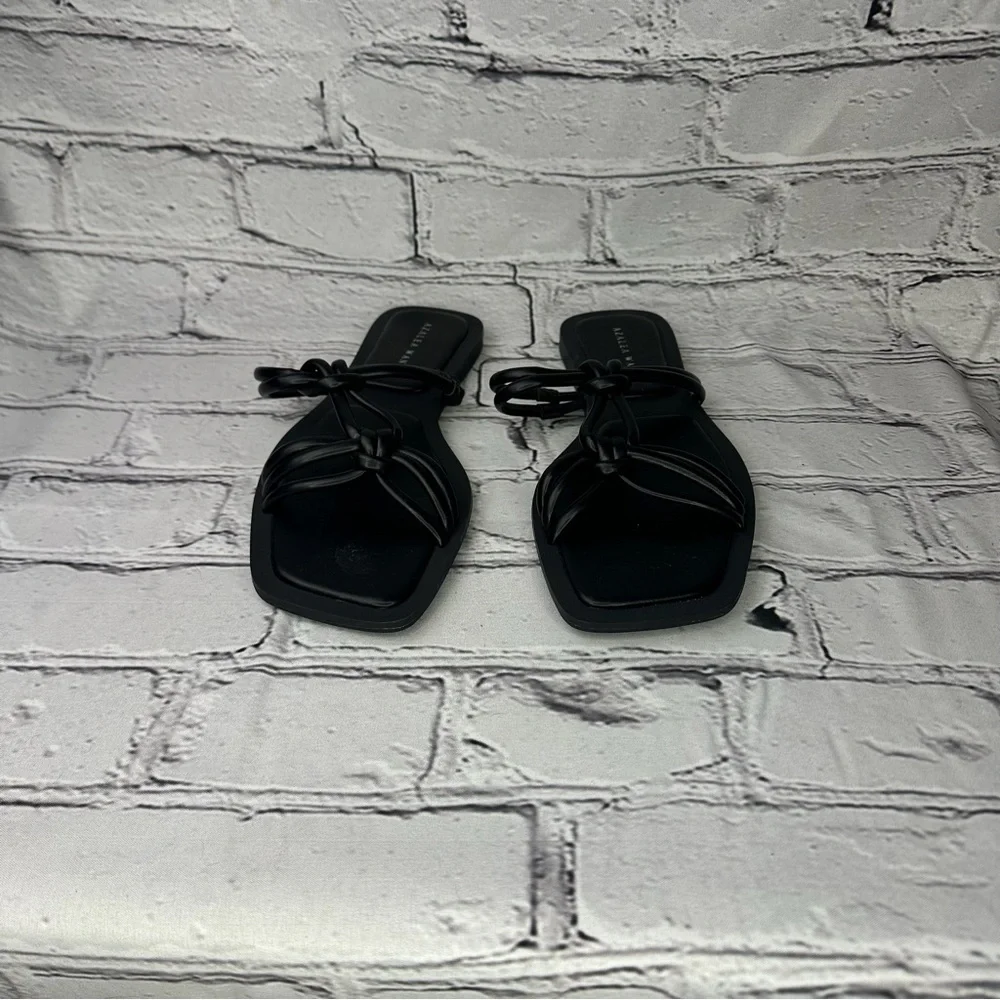 Azalea Wang Stetson Sandal Slip-on Slide Sandals Knotted Black
